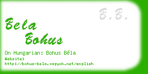 bela bohus business card